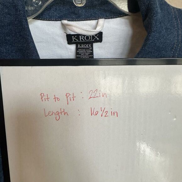 Kroix Large Patchwork Denim Raw Hem Cropped Jacket - Picture 6 of 6